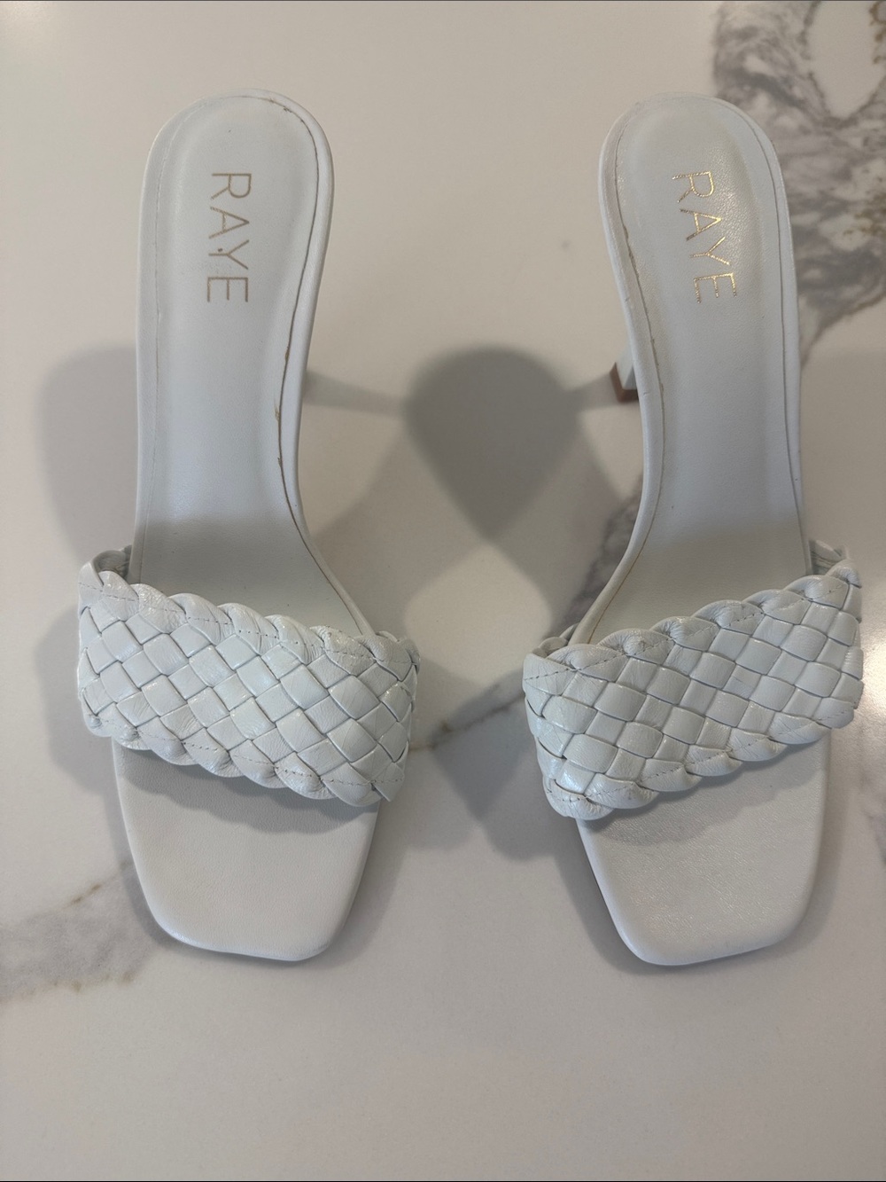 RAYE White Braided Strap Mules